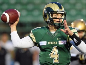 University of Regina quarterback Noah Picton, shown here in a file photo, knows the Rams have to be wary of the winless University of Alberta Golden Bears.