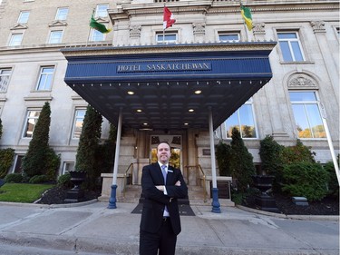 Colin Perry, the Hotel Saskatchewan's general manager, outside of the iconic Regina hotel.
