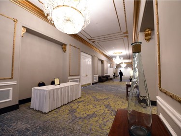 The upstairs lobby area for meeting rooms and the ballroom at the Hotel Saskatchewan in Regina.