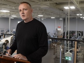 Dr. Mark Lemstra holding a news conference announcing Regina's first completely free cardiac rehab program.