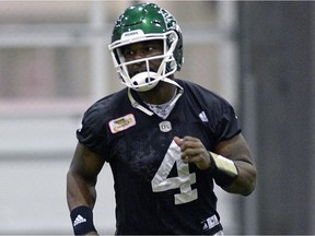 Saskatchewan Roughriders quarterback Darian Durant, shown at practice on Tuesday, is mum on the status of negotiations on a contract extension.