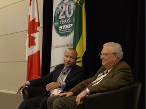 Carlo Dade and Bill Kerrdispense insights on global trade as a session on "the future of Saskatchewan trade" at the 2016 trade conference of STEP (the Saskatchewan Trade and Export Partnership).