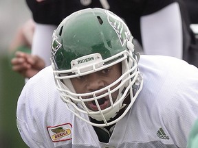 Saskatchewan Roughriders offensive tackle Thaddeus Coleman has a reception in his past.