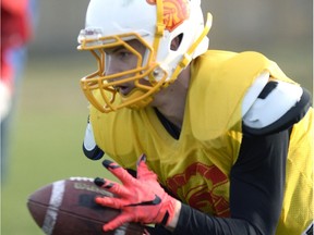 The Sheldon-Williams Spartans' Zach Shalley, shown at practice on Monday, led the Regina Intercollegiate Football League's Stewart Conference in receiving during the regular season.