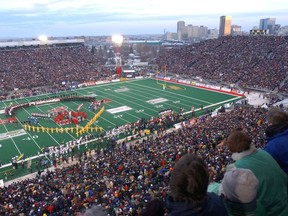 The opening ceremony of the 2003 Grey Cup game held at Taylor Field in Regina.