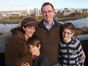Two years ago, Liz James and Gary Groot with their sons Anthony James (left) and Eric James were advocating for HPV vaccines to be extended to Saskatchewan boys. They're still waiting for the provincial government to act.