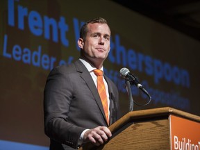 Saskatchewan NDP leader Trent Wotherspoon speaks to supporters during the party's annual convention on Oct.22.