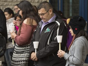 An Oct. 20 candlelight vigil outside the Gordon Oakes Red Bear Student Centre on the University of Saskatchewan campus to support those affected by the tragedies of youth suicides in northern Saskatchewan.