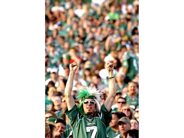 The Roughriders may be the most well-known brand in the CFL but as Rob Vanstone points out, the province is home to a plethora of sporting endeavours.

(REGINA, SASK - June 22, 2012  -  *FOR RIDERS SUPPLEMENT* A fan at a game between the Saskatchewan Roughriders and the Calgary Stampeders held at Mosaic Stadium in Regina, Sask. on Friday June 22, 2012. (Michael Bell/Regina Leader-Post)
(Leader-Post 130th anniversary supplement)
