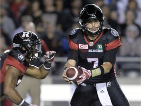 The Saskatchewan Roughriders' defence made life difficult for Ottawa Redblacks quarterback Trevor Harris, who was pulled in favour of Henry Burris on Friday night.