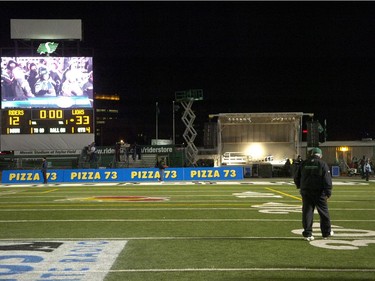 It was a lonely  march to the offseason Saturday for Saskatchewan head coach Ken Miller, seen here leaving the field after his Roughriders lost to the B.C. Lions 33-12 in the CFL West Division semifinal. See pages C1, C2, C3 and C4 for extensive coverge on what many agree was a dismal and disappointing playoff effort by the 2007 Grey Cup Champions.