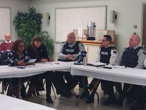 Dr. Farzana Timol speaks at the meeting in Balgonie regarding the noise from the RCMP carbine training at the nearby Regina Wildlife Federation's gun range.