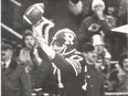 The Ottawa Rough Riders' Tony Gabriel celebrates his game-winning touchdown in the 1976 Grey Cup.