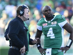 Chris Jones, left, and Darian Durant, right, have different views regarding the Saskatchewan Roughriders' quarterback's contract.