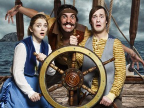 Lauren May, Gaelan Beatty and Kyle Kuchirka star in Peter and the Starcatcher, the latest production from Globe Theatre.