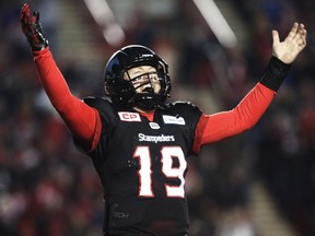 Bo Levi Mitchell and the Calgary Stampeders are heavy favourites to win Sunday's Grey Cup game against the Ottawa Redblacks.