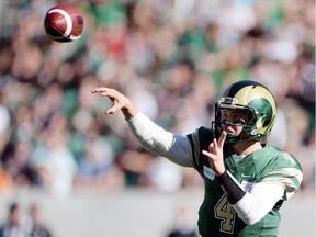 University of Regina Rams quarterback Noah Picton is shown throwing a pass Oct. 1 during the first football game at the new Mosaic Stadium.