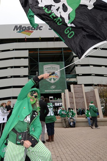 REGINA, SASK :  October 29, 2016  --  Fans prior to the last ever Roughrider game at Mosaic Stadium in Regina. TROY FLEECE / Regina Leader-Post