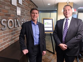 Jim Ostertag (L) and Reg Robinson (R)  partners at Solvera Solutions, a Regina IT firm, which was named one of Canada's best managed companies for six years.