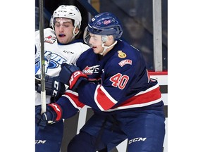 Riley Bruce, shown in action during a recent home game, is one of several Regina Pats rookies looking forward to the WHL club's annual West Coast road trip.