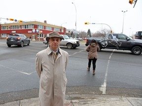 Gerald Heinrichs, who has made a video compilation of what he says are "dicey" incidents at Albert St and 11th Avenue where pedestrians are constantly forced to walk among vehicles that have overshot the pedestrian crossing.