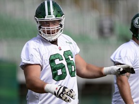 Saskatchewan Roughriders guard Chris Best, shown here in a file photo, is eager to put the 2016 season behind him.