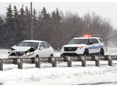 Just one of the accidents reported in and around Regina after Monday night's snowfall.
