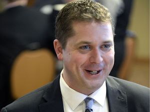 REGINA,Sk: NOVEMBER 9, 2016 --Federal Conservative leadership candidates took part in a Regina Chamber of Commerce lunch talking with Chamber members. Here Andrew Scheer. BRYAN SCHLOSSER/Regina Leader Post
