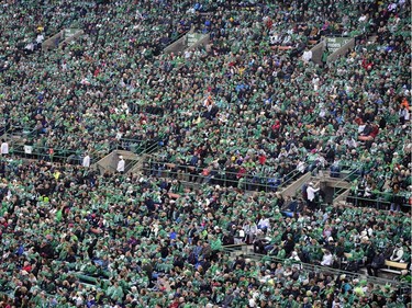 The Sea of Green during the last CFL game at old Mosaic Stadium in Regina, Sask. on Saturday Oct. 29, 2016. MICHAEL BELL