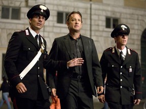 Tom Hanks (centre) stars in the suspense thriller Angels & Demons.