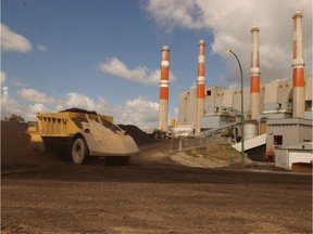 A file photo of coal being hauled to SaskPower's Boundary Dam generating plant near Estevan.