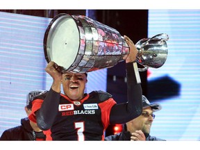 Quarterback Henry Burris, shown celebrating the Ottawa Redblacks' 2016 Grey Cup victory, deserves to end his playing career as a champion in the opinion of columnist Rob Vanstone.