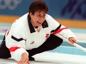 Sandra Schmirler in the women's Olympic curling final against Denmark in 1998.