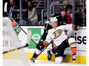 The Regina Pats' Sam Steel, shown in an exhibition game with the Anaheim Ducks, recently signed an entry-level contract with the NHL team.