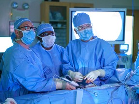 Surgeons perform kidney transplant surgery at St. Paul's Hospital in Saskatoon.