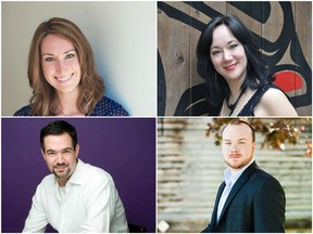 Joining the Regina Symphony Orchestra for the presentation of Handel's Messiah will be soloists Chelsea Mahan (clockwise, top left), Marion Newman, Owen McCausland and Giles Tomkins.