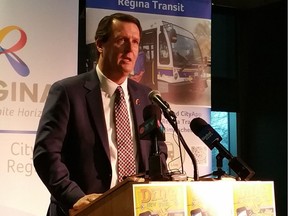 Mayor Michael Fougere speaks at the University of Regina during the kick-off to the Ding in the New Year initiative. PHOTO BY CRAIG BAIRD