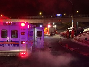A crash shut down the northbound lanes of Albert Street early Friday morning.