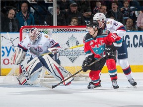 Regina Pats goalie Tyler Brown, shown in action last weekend against the host Kelowna Rockets, is playing his best hockey at an opportune time.