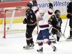 Regina Pats forward Riley Woods, shown in a file photo, celebrated the winning goal against the Kootenay Ice on Tuesday.