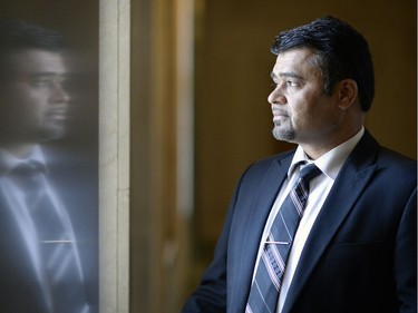 Newly elected Saskatchewan Party Regina Pasqua MLA Muhammad Fiaz at the Legislative Building in Regina on Wednesday.