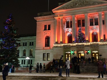 The Christmas Lights Across Canada event brought big crowds to the Legislative Building in Regina on Thursday.