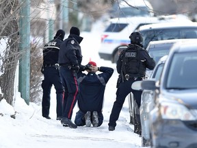 The Regina Police Service has the 2000 block Broder Street block off during a police operation in Regina.