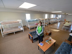 Patty Humphreys, marketing director for Souls Harbour Rescue Mission, stands in the men's emergency shelter in Regina.
These nights every bed is full at the shelter.