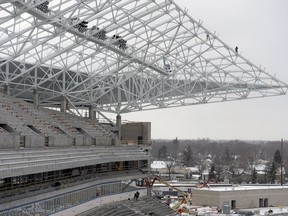 Mosaic Stadium while under construction.