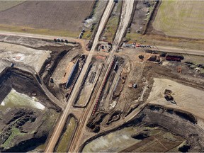 Aerial view of the Regina Bypass project near Pinkie Road.