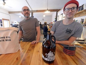 Kelsey Beach (left) and Adam Smith are co-owners of Malty National microbrewery.