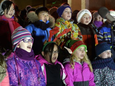 The McNeill School Choir performed in the cold for the crowd at the Light the Lights event.