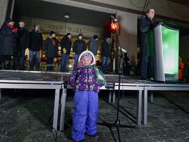 Three-year-old Sofia Chamberlain upstaged Mayor Michael Fougere during his address.