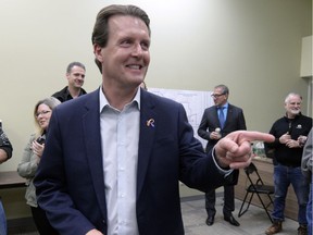 Michael Fougere is reacts after being re-elected mayor of Regina.